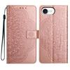 For iPhone 16e Wallet Phone Case Butterfly Floral Imprint Leather Flip Cover with Strap