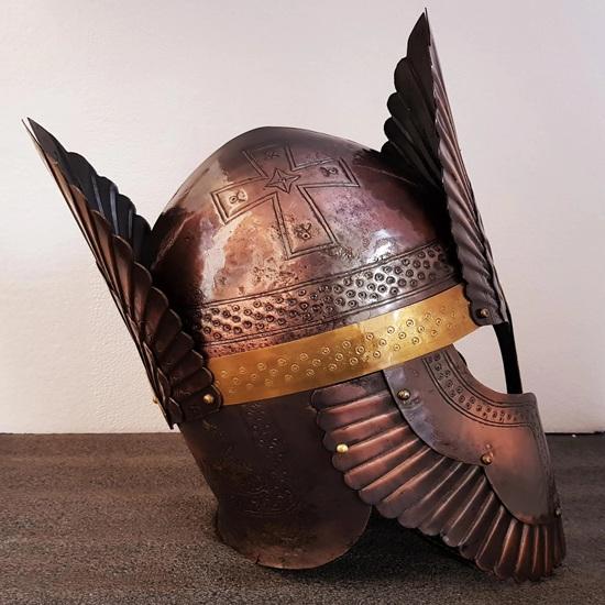 Medieval Wings Armor Helmet Metal Etching Brass Fitting Templar Viking Helmet Gift