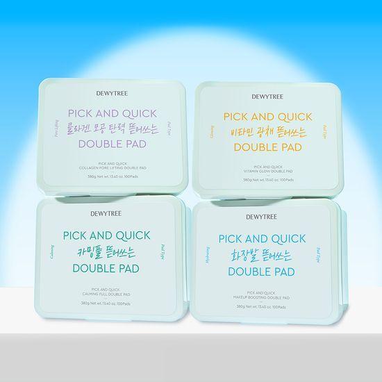 DEWYTREE Pick & Quick Отрывные Двойные Пады Большой Вместимости, 100 Листов (Макияж/Успокаивающий/Эластичность пор/Витаминное сияние)