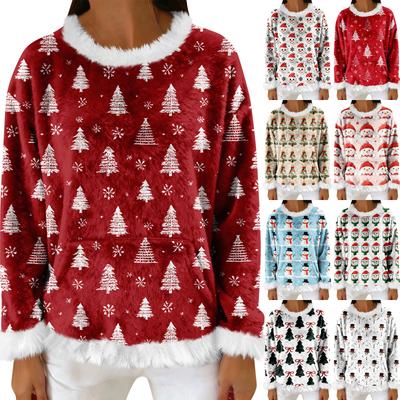 Женский повседневный флисовый свитшот с длинными рукавами и круглым вырезом, удобный, свободного кроя, легкий, фланелевый свитшот для женщин