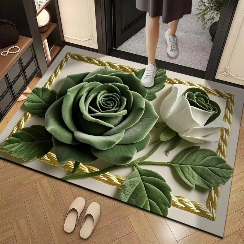 3D Floral Diatomaceous Earth Bathroom Mat - Absorbent, Non-Slip, Fast-Drying Door Mat