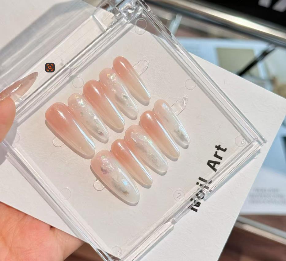 Luxury Water Drop Ellipse False Nails Female Sweet Gradient Handmade Nail Plate