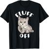 Смешная футболка с котом, показывающим средний палец, с надписью 'Fluff Off Anti People'