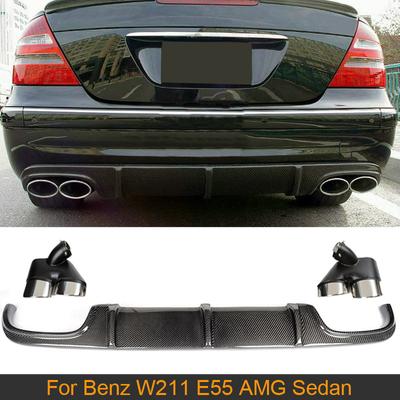 E-класс карбоновый диффузор заднего бампера для Mercedes Benz W211 E55 AMG Sedan 2002-2006 диффузор заднего бампера с наконечниками