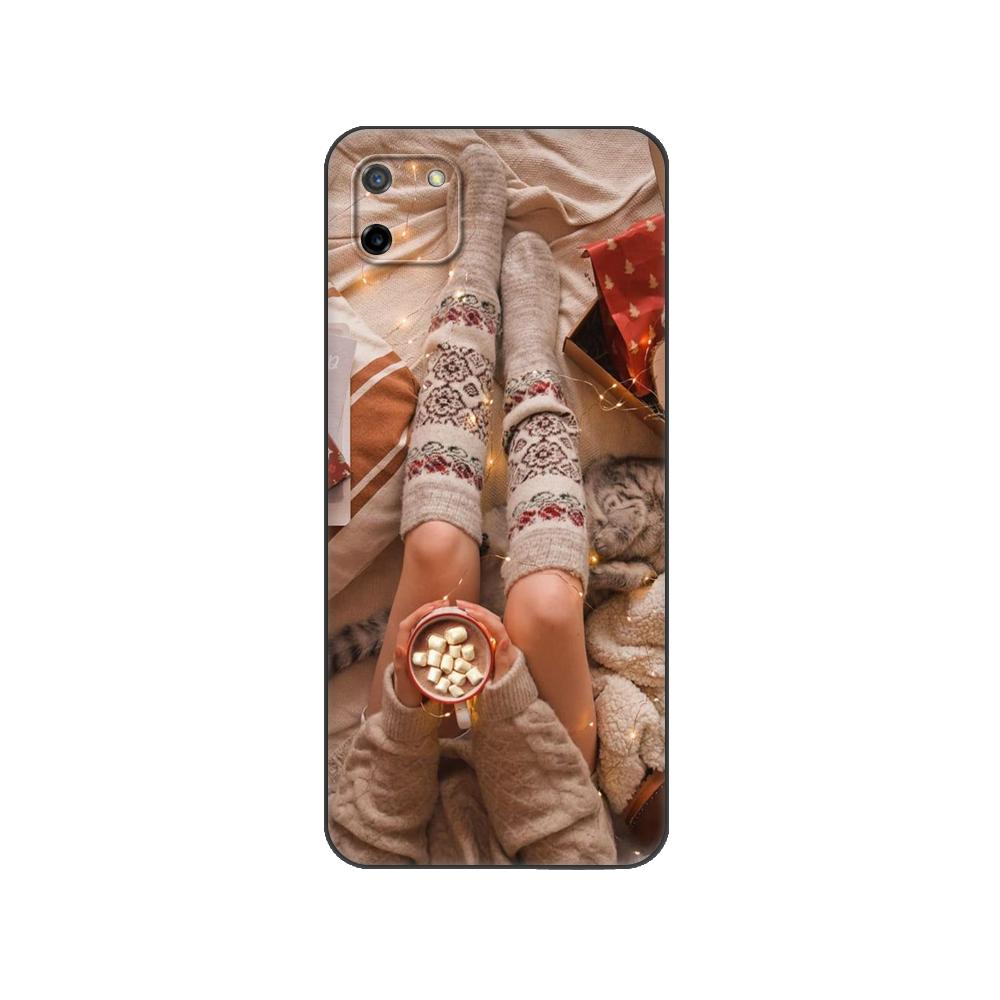 Черный чехол из ТПУ для OPPO Realme C11 2020 2021 C20 C21 C21Y C25Y задняя крышка модная девушка с Рождеством