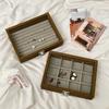 Square Wooden Jewelry Box Glass Lid Ring Display Holder Jewelry Display Tray  Ring/Earring Display