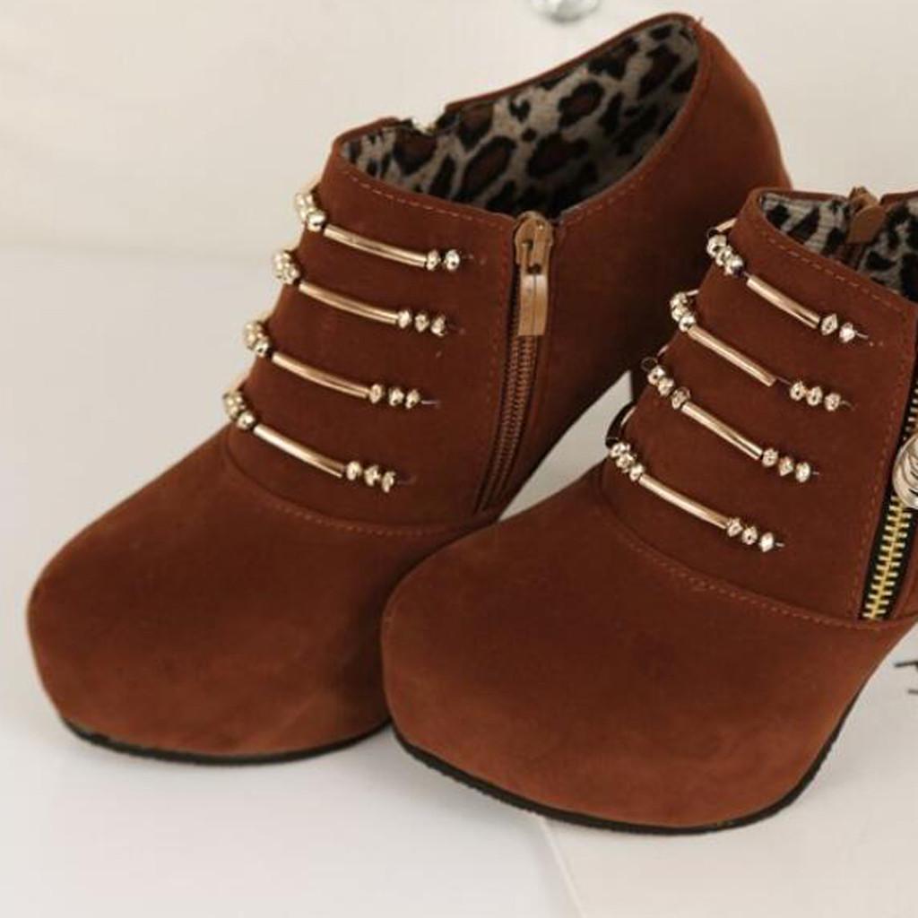 Женская женская осенняя обувь Модные твердые лоферы на молнии Одинарные короткие сапоги