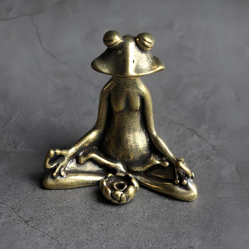 1 шт. ретро латунная лягушка для медитации дзен маленькая статуэтка украшение для домашнего стола чайная курильница для домашних животных медное украшение скульптура животного подарок