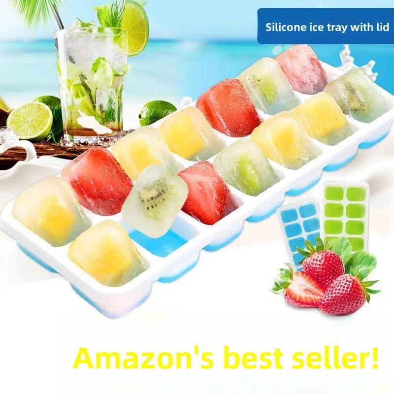 14 Cell Soft Plastic Ice Cube Mold with Lid for Freezing and Storage