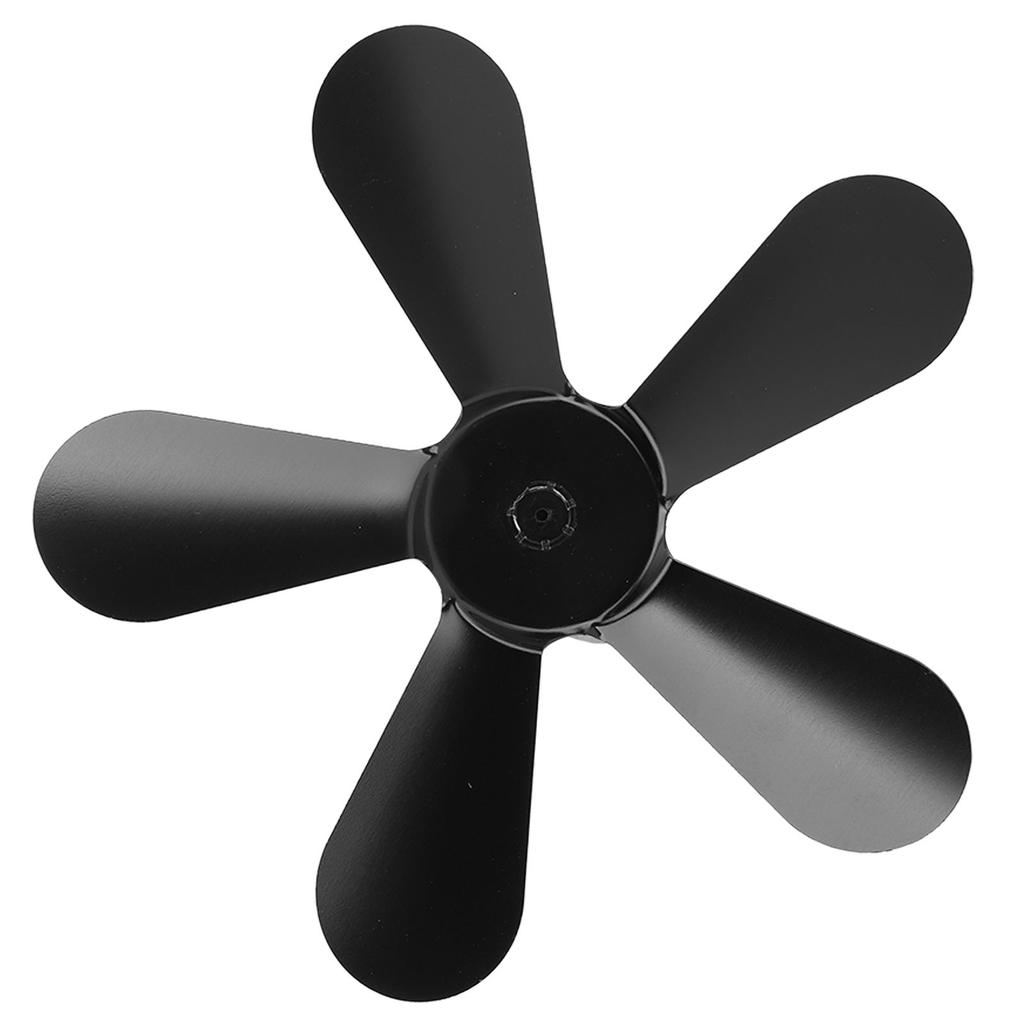 5 лопастей вентилятора для печи, лопасть из алюминиевого сплава, работающая от тепла, запасная лопасть для вентилятора камина, черная
