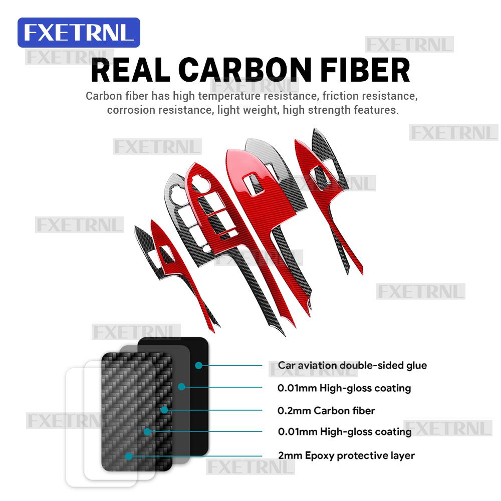 Real Soft Carbon Fiber For Alfa Romeo Giulietta 940 2010-2016 2017 2018 2019 2020 2021 LHD RHD Car Window Lift Switch Sticker