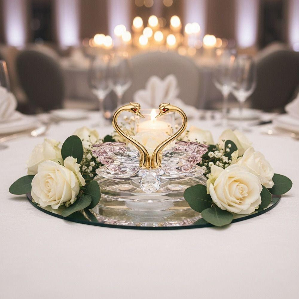 - Украшенные кристаллами Фигурки Лебедей Изысканное Хрустальное Украшение для Дома Стеклянные Лебеди Салон Автомобиля