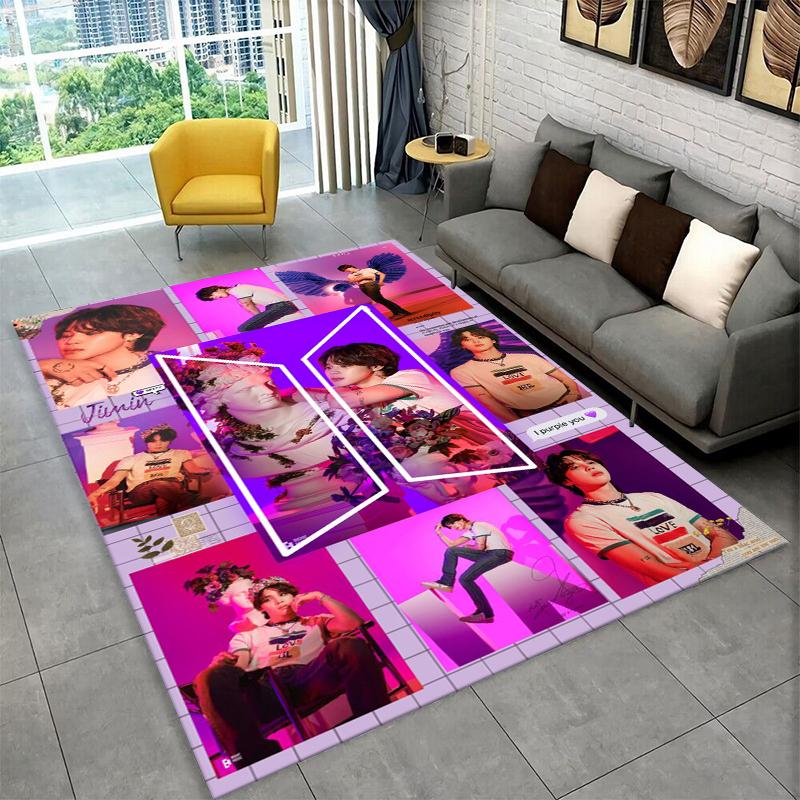 Kpop B-BTS JIMIN Star Carpet Rug for Playroom Bedroom Living Room Sofa Home Decor,kid Area Rug Non-slip Floor Mat Gift