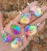 Rainbow Solar Quartz Gemstone 925 Sterling Silver Plated Handmade 5 PCs Fancy Pendants Jewelry SEN-304