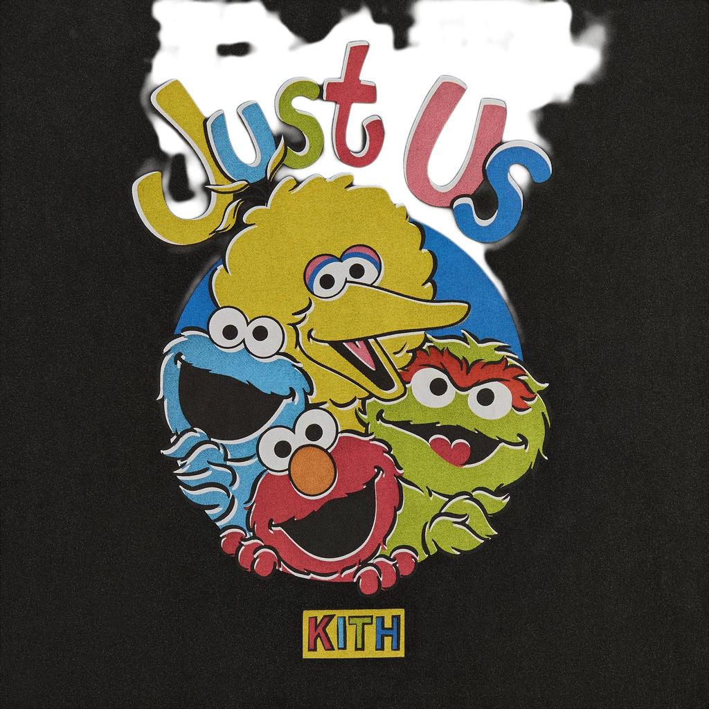 Kith X Sesame Street Just Us Vintage Tee Black Men Tops KHM033088-001