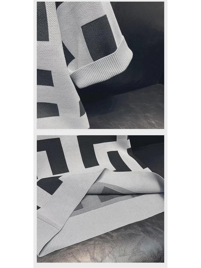 Мужская облегающая повседневная трикотажная футболка с коротким рукавом и геометрическим узором для весны и осени.