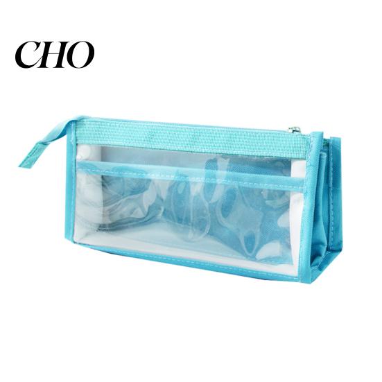 Fresh Color Stationery Bag Transparent Mesh Pencil Case for Middle School Students Large Pouch Capacity Multilayer Storage with Compartments