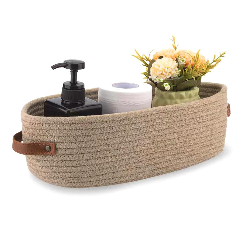 Foldable Home Decor Cotton Rope Woven Storage Baskets Organize Boxs Desk Organizer