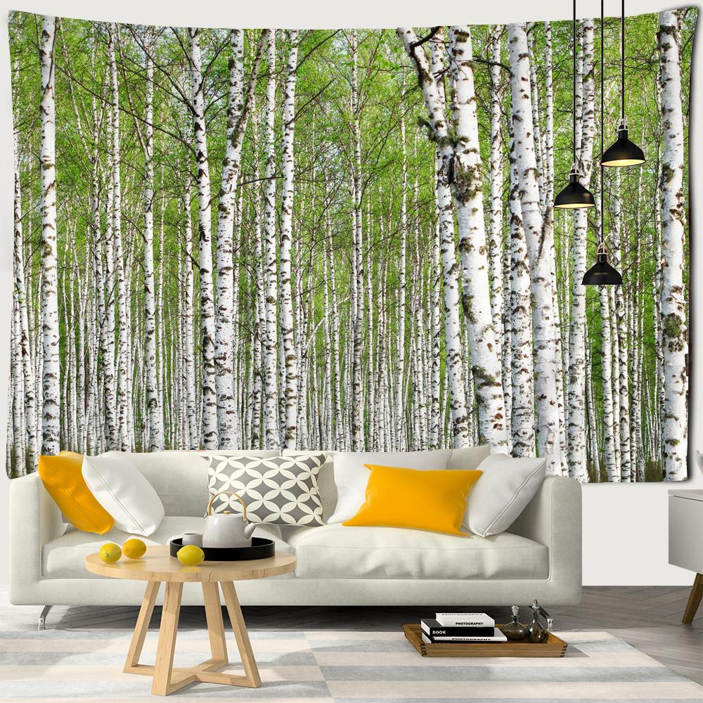 3D пейзаж лес береза лес деревья большой гобелен хиппи настенный гобелен богемный декор гобелен спальня фон ткань