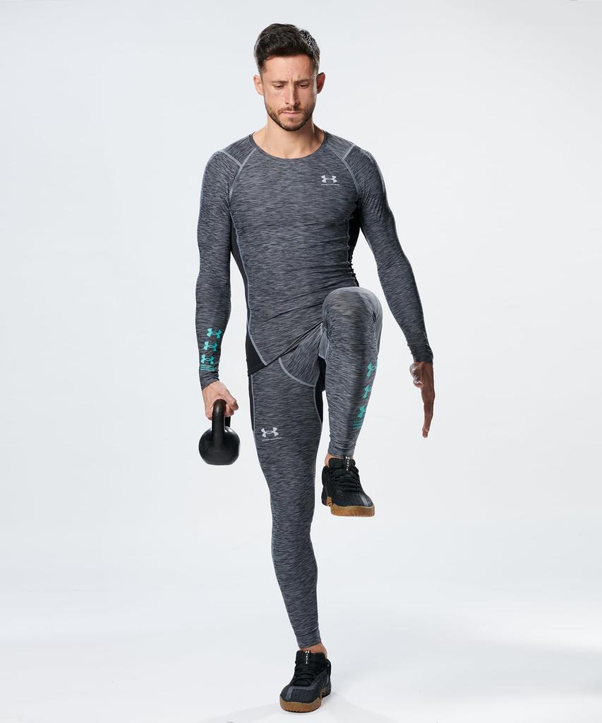 UA HeatGear Armor Компрессионная Новинка Рубашка с Длинным Рукавом Тренировочная Стальная XL Мужская