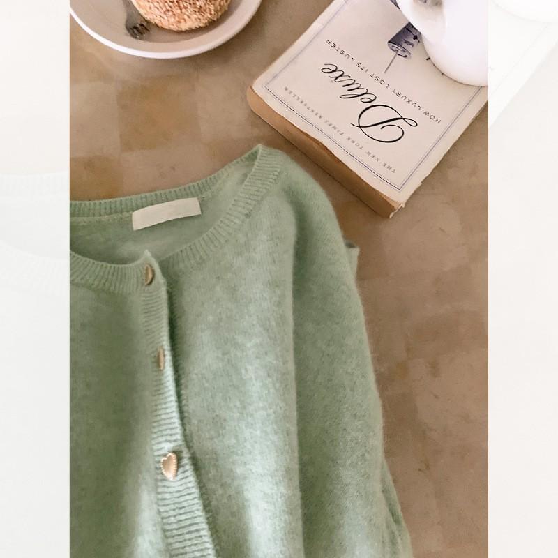 Autumn Women's Sweater Gentle Wind Heart Button Soft Sticky Knit Cardigan Top