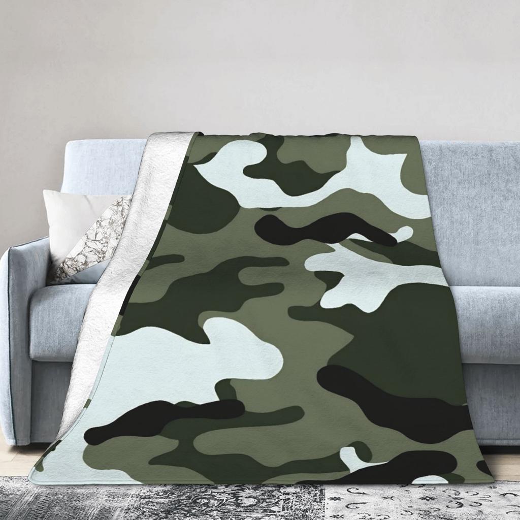 Green And Brown Camo Blanket Soft Warm Aesthetic Plush Bedding Throws For Children Outdoor Flannel Bedspread Bed Cover