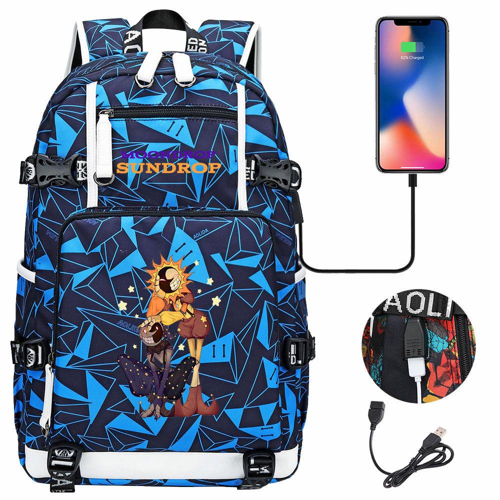 Game Moon Sun Print Teen Student Backpack Unisex Casual Large Capacity Travel Bookbag