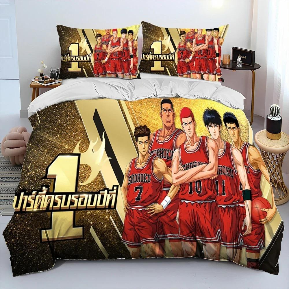 Постельное белье с одеялом из аниме Slam Dunk, комплект постельного белья, размер King Queen, пододеяльник, наволочка, японский мультфильм, для детей