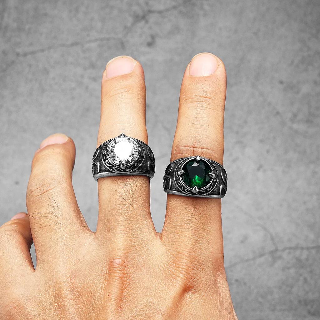 Драгоценные камни, резьба по камню, мужские кольца из нержавеющей стали, панк, ретро, рок, роскошные модные женские ювелирные изделия, аксессуары для пары, подарок