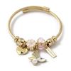 Fashion Gold Bangle Women Jewelry Stainless Steel Bracelet With Crystal Dragonfly Pendant Elegant Gift
