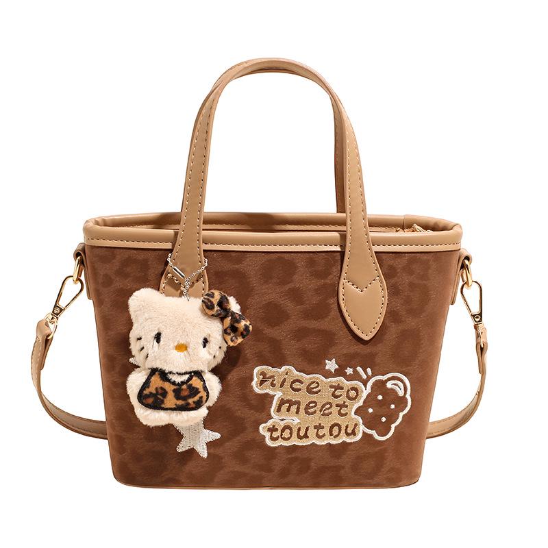 2025 Осень/Зима Ретро Леопардовый Принт Женская Универсальная Сумка-Ведро - Простая Повседневная Сумка Кроссбоди и На Плечо