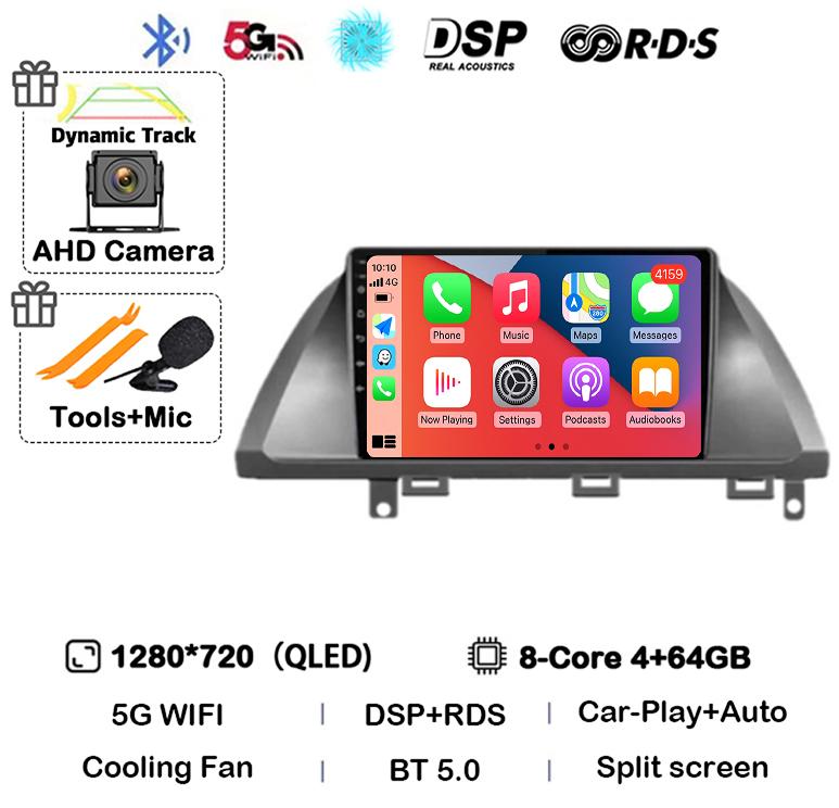 Android 14 Автомобильный Carplay для Honda Odyssey 2005 - 2010 Экран Автомагнитола Стерео GPS Навигация Мультимедийный Видеоплеер WIFI 4G DSP