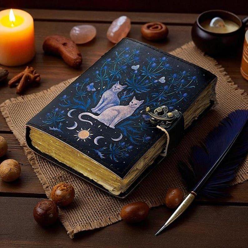 Кожаный журнал ведьмы ручной работы | Пустая книга теней для заклинаний | Небесный подарок для маленькой ведьмы для него ее