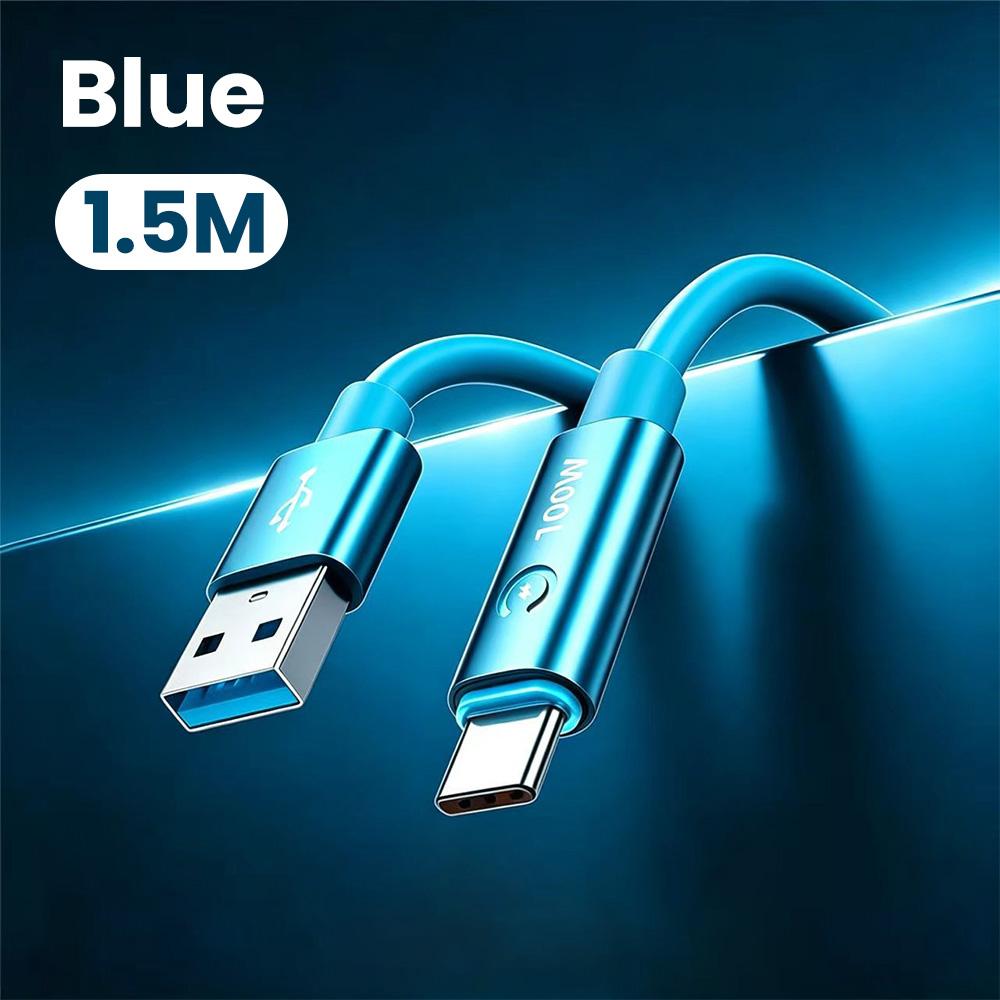 PD 100W USB A to Type-C Charging Cable Lntelligent Power-Off Super Fast Charger Cord For IPhone15 16 17 18 Samsung Xiaomi Huawei