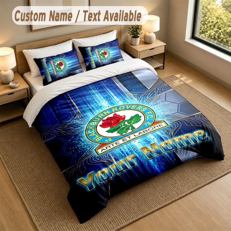 Bedding Set 1 Duvet Cover 2 Pillowcases Blackburn Rovers Football Print Soft Bed Linen Bedroom Decor