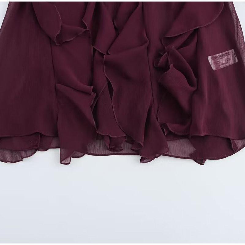 Модные женские рубашки с оборками, свободные, сексуальные, с V-образным вырезом, однобортные, с рукавами-фонариками, блузка 2025 года, весна-лето, женские уличные однотонные топы