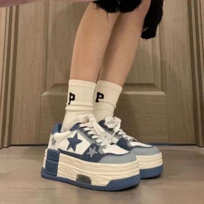 Платформа маффин белые туфли новые небольшой подъем высоты обувь на звездочках спортивная и повседневная обувь