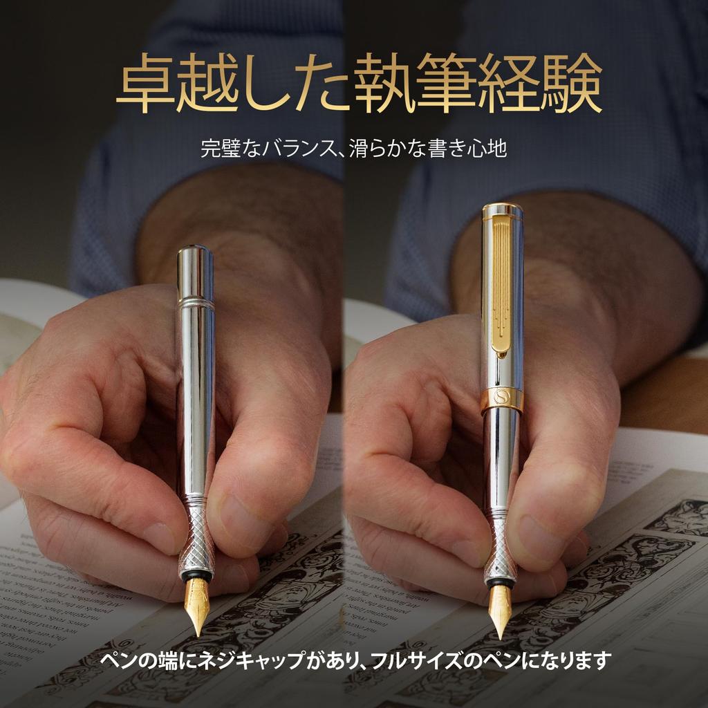 Scriveiner Роскошная EDC перьевая ручка Великолепная тяжелая карманная ручка Покрытие 24K Немецкое перо Schmidt Конвертер Лучшая пишущая ручка Подарочный набор Красивая стильная офисная