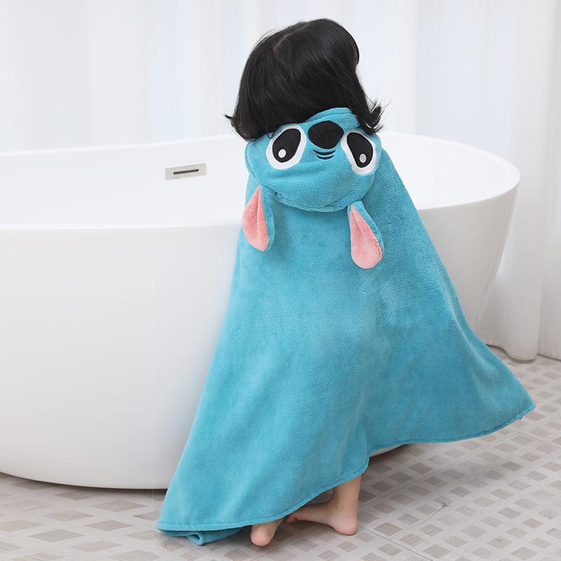 Cartoon Baby Bath Towels Hooded Towel Toddler Bathrobe Warm Coral Fleece Sleeping Swaddle Wrap for Boys Girls Bath Cloak
