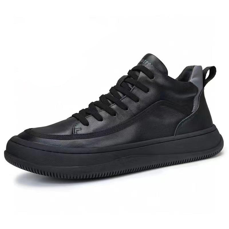 Хлопковые туфли мужские зимние кожаные с бархатом теплые трендовые универсальные высокие повседневные туфли из хлопка хлопковые ботинки мужские туфли D611