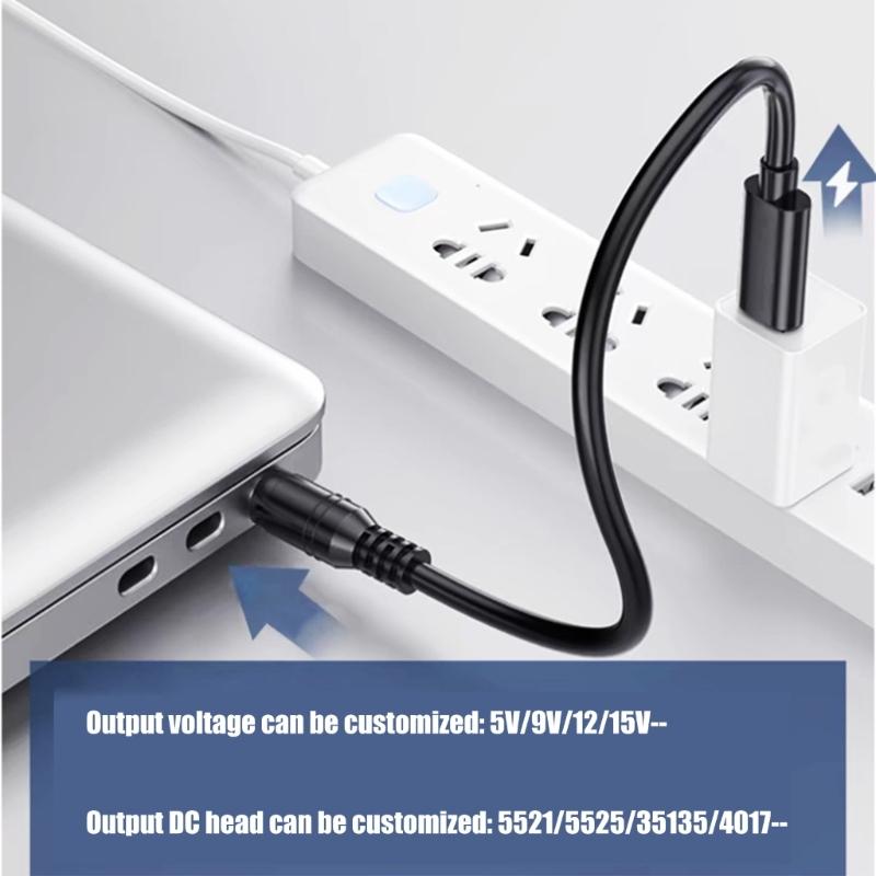 Кабель-адаптер USB C PD на DC5521 12V, Шнур питания для зарядки, для использования на открытом воздухе и в путешествиях, Легко подключаемый электронный аксессуар