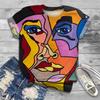 Summer Abstract Face 3D Print T-shirt Women Short Sleeve T Shirts Harajuku Streetwear Tees Oversized Y2k Tops Woman Clothing