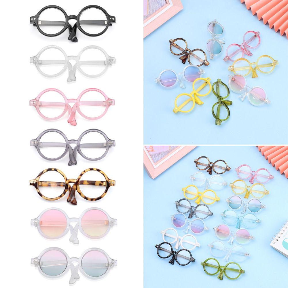 Round Frame Candy Color Toys Eyewear Clear Lens Eyeglasses Plush Doll Miniature Doll Glasses