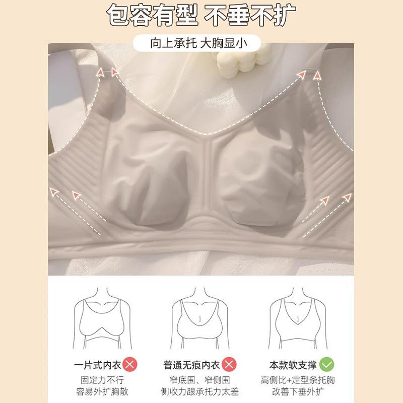 Big breasts, thin and seamless ice underwear, women's summer thin style, pull-up collection, comfortable breasts, no steel ring bra