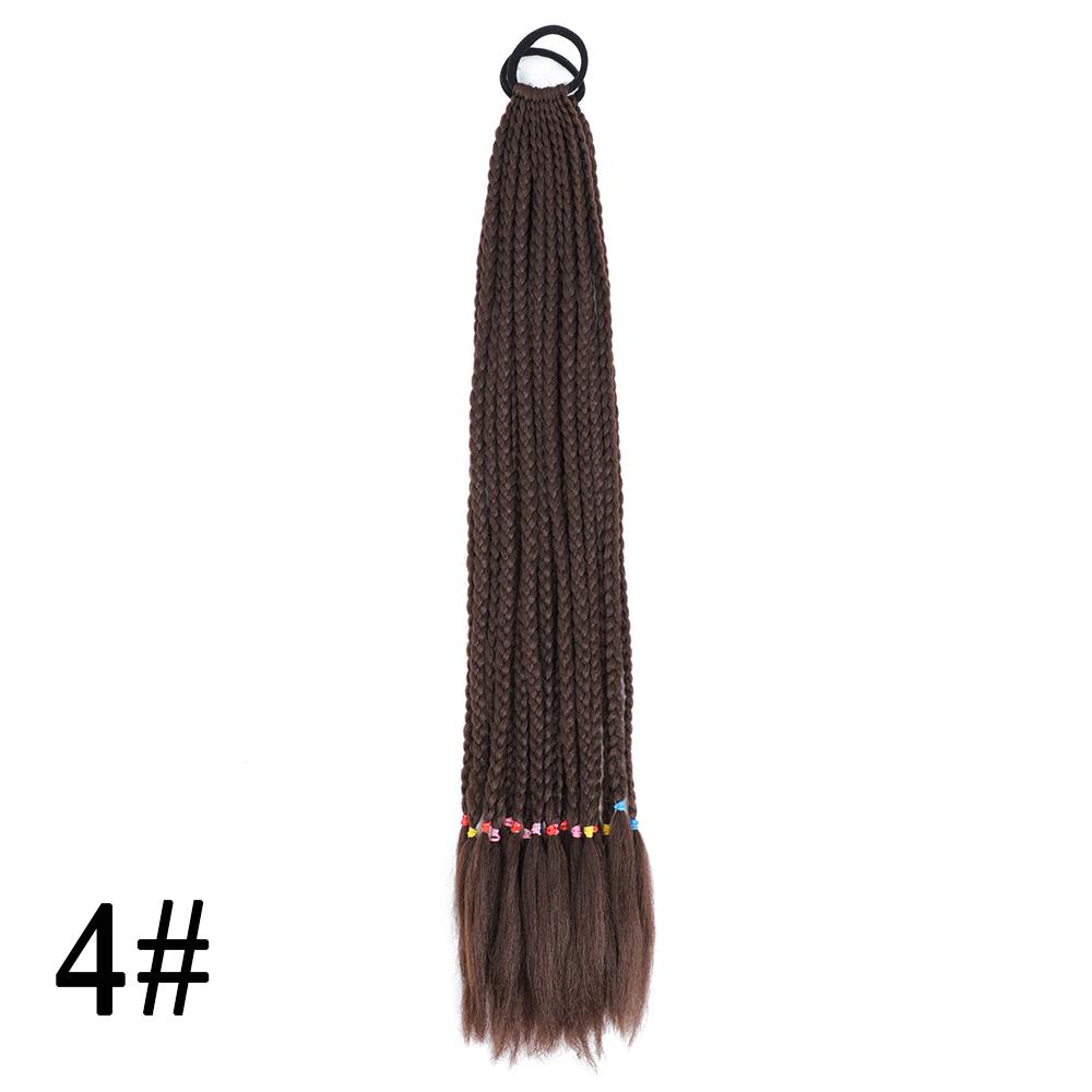 Плетеный хвост с резинкой, черный плетеный хвост ручной работы из термостойкого волокна, шиньоны с конским хвостом для девочек