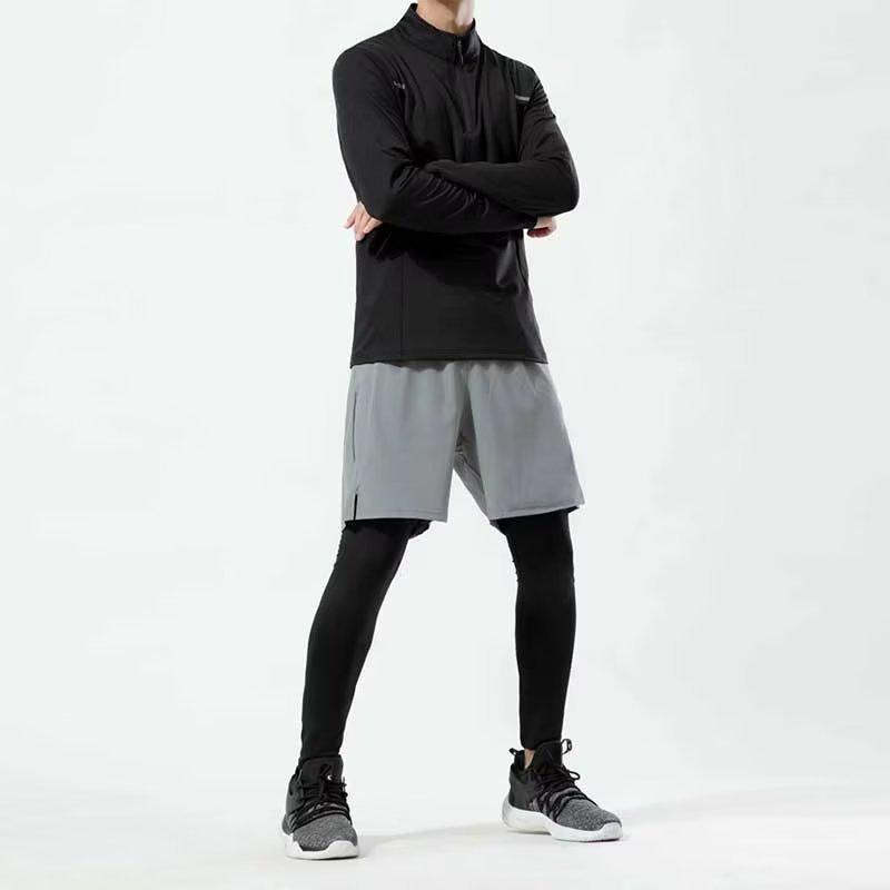 Мужские быстросохнущие эластичные баскетбольные тренировочные брюки, имитация двухкомпонентного дизайна, легкие для фитнеса и бега, повседневные брюки на все сезоны