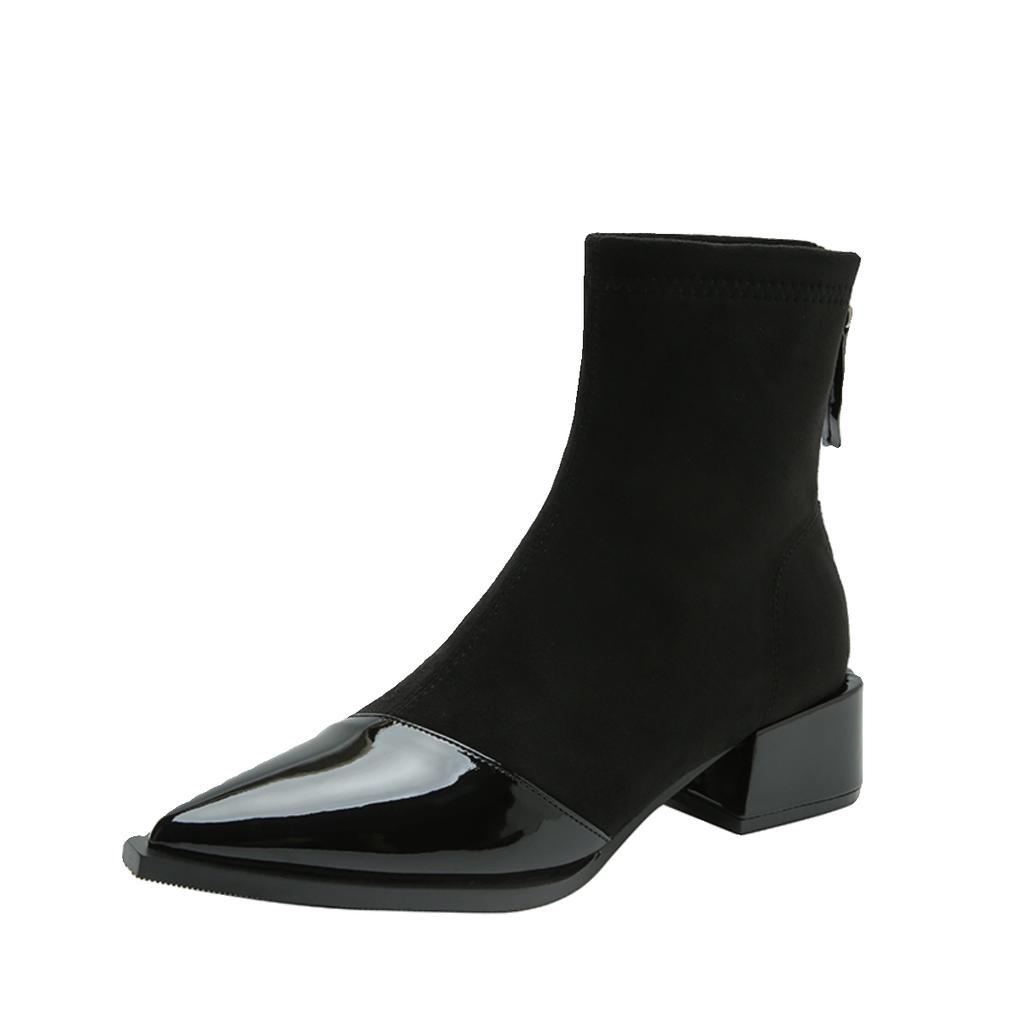 Осенне-зимняя обувь для женщин, теплая обувь, водонепроницаемые короткие кожаные ботинки, роскошные черные ботильоны на высоком каблуке для офиса