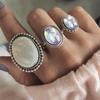 3 Piece Set Of European And American Retro Moonlight Rainbow Gemstone Rings
