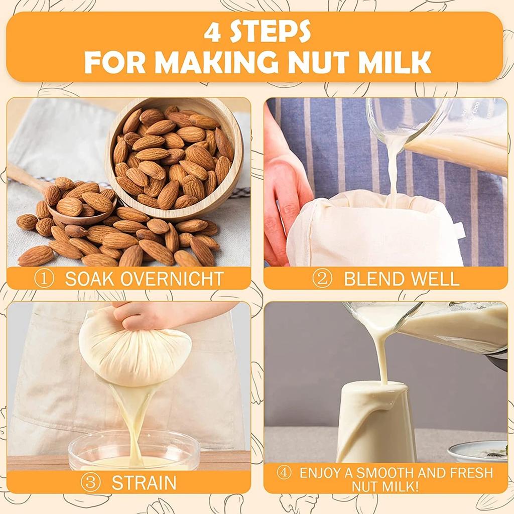 3 шт. мешков для орехового молока, кухонные тканевые фильтры, многоразовые хлопковые фильтр-мешки, йогурт, чай, кухонная мелкая сетчатая марля с завязками