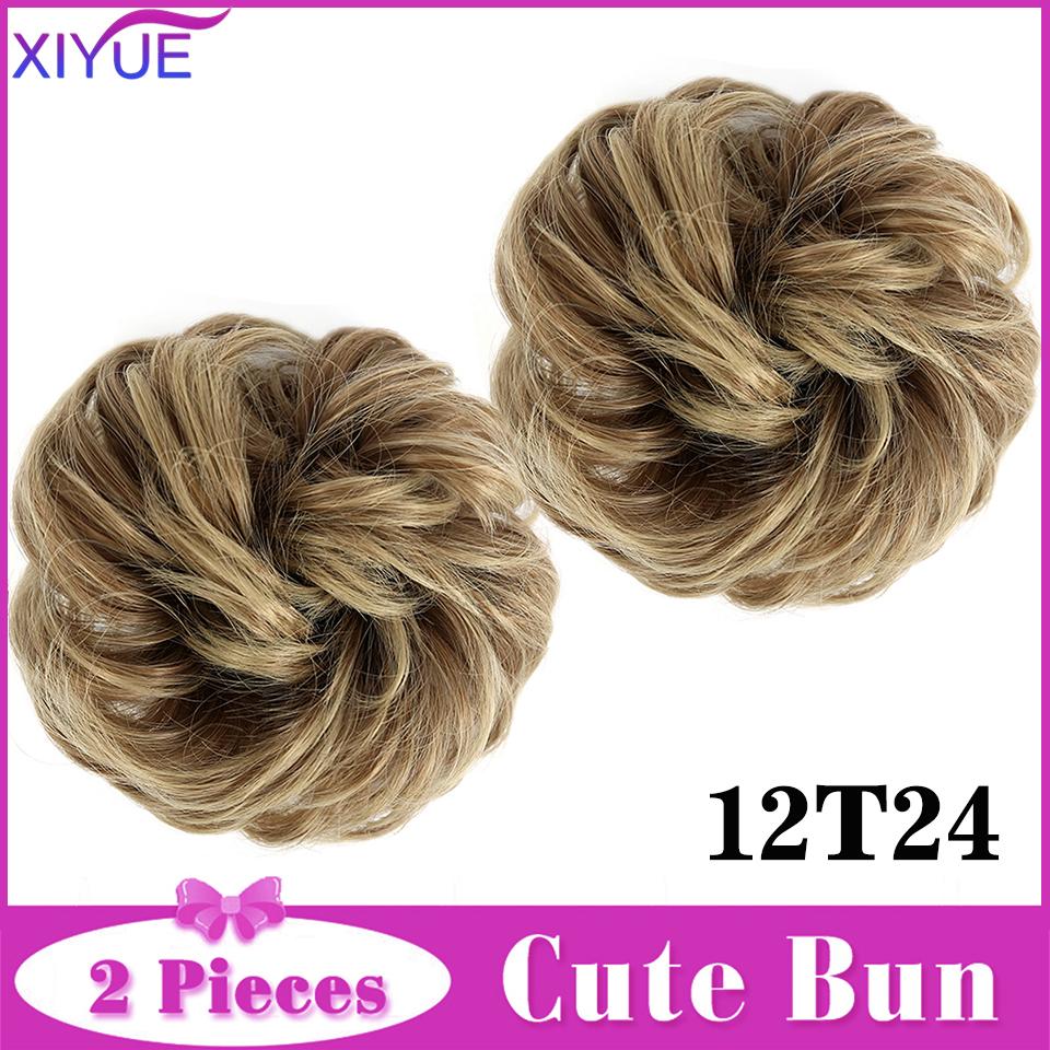 2 шт., грязный пучок для волос, заколка для наращивания волос, вьющиеся волосы, пончик, искусственные волосы, шиньон, синтетические волосы, грязный шиньон для женщин, свадьба